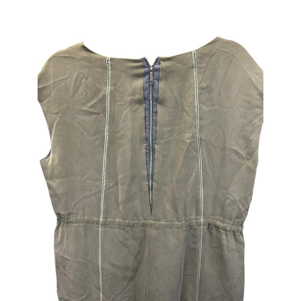 Lafayette 148 Silk Drawstring Waist Dress Petite XL Green Shift Minimalist - Picture 8 of 15
